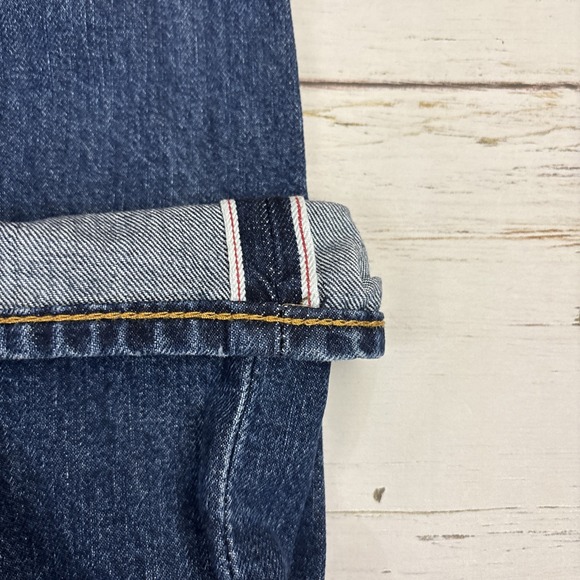 Levi's 505 Selvedge Jeans Mens 38x32 Blue Denim Straight Zip Fly Dark Wash - Picture 11 of 14